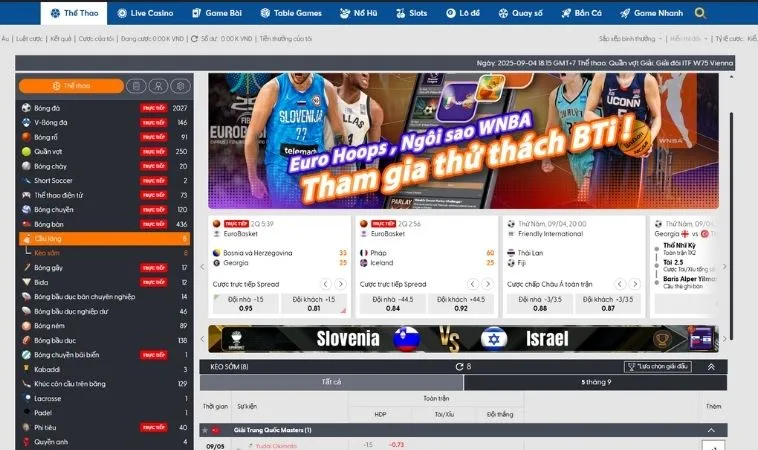 Giao diện cá cược Cầu Lông Tại 988Bet 