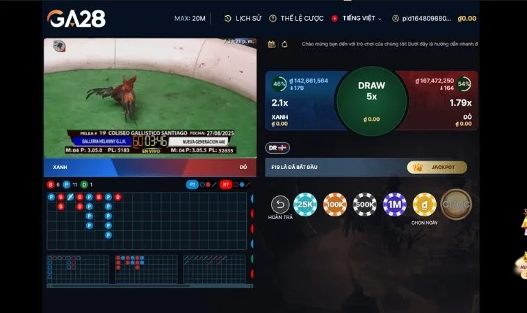 Giao diện cá cược Đá Gà GA28 Tại 988Bet